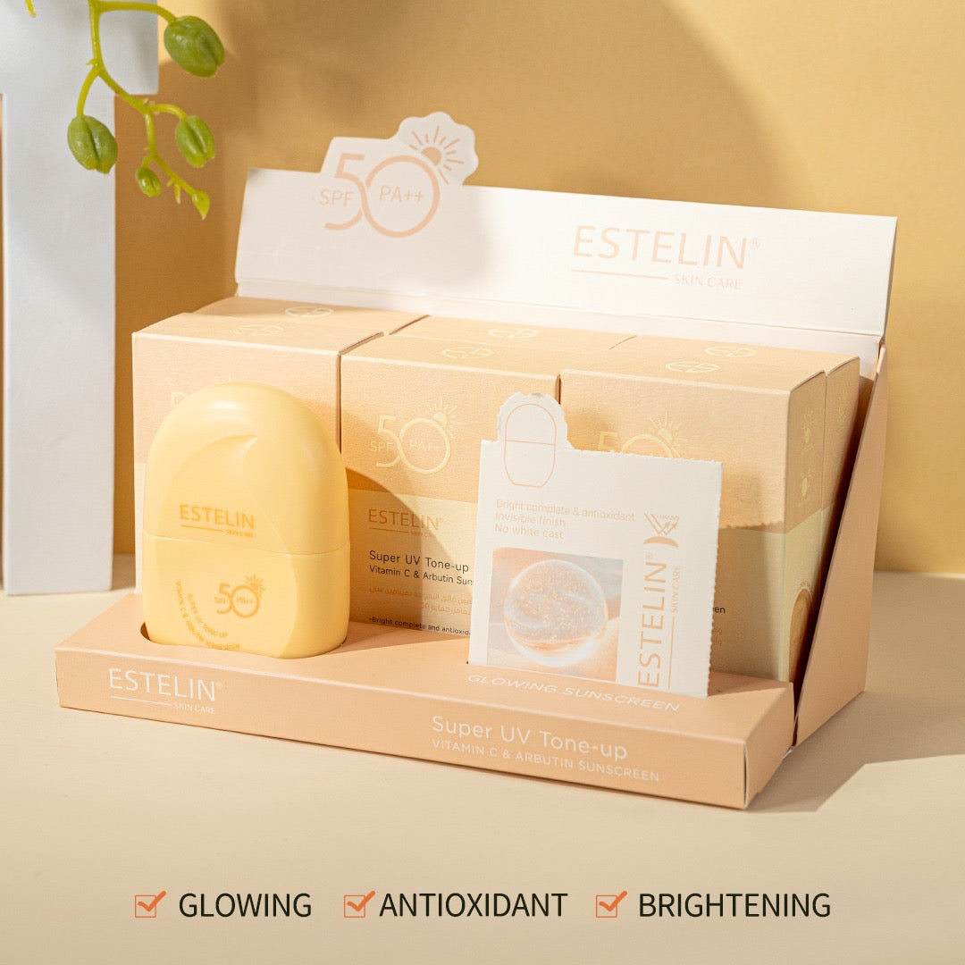 Estelin Super Tone Up Vitamin-C & Arbutin Sunscreen SPF 50PA++ - Dr Rashel Pakistan