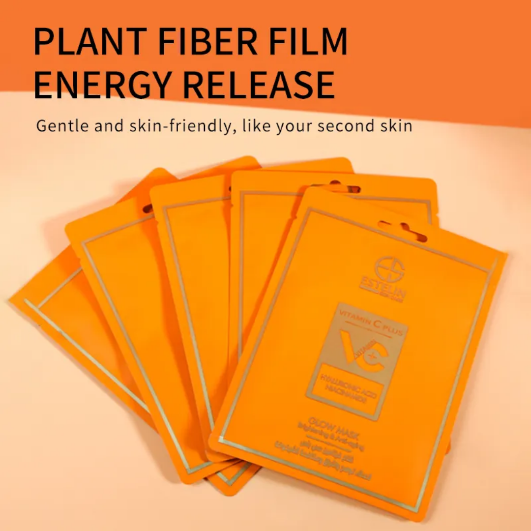 Estelin Vitamin-C Plus | Hyaluronic Acid & Niacinamide |Brightening & Anti-Aging | Glow Sheet Mask - Dr Rashel Pakistan