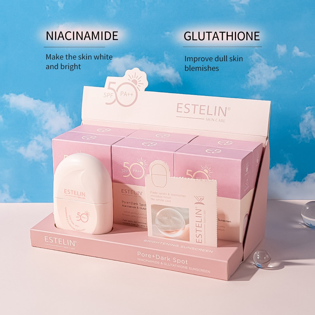 Estelin Pore+Dark Spot Niacinamide & Glutathione Sunscreen SPF 50PA++ - Dr Rashel Pakistan