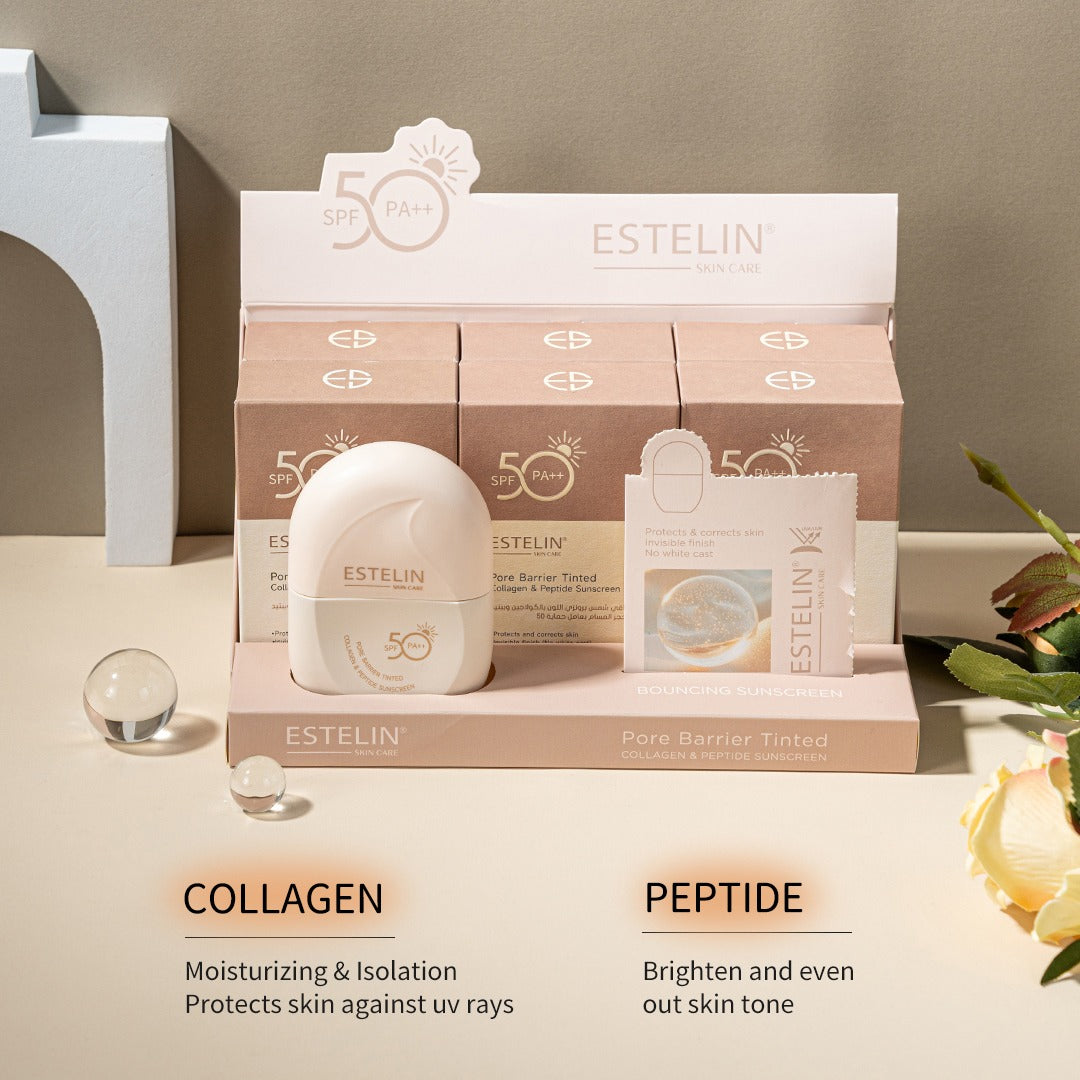 Estelin Pore Barrier Tinted Collagen & Peptide Sunscreen SPF 50PA++ - Dr Rashel Pakistan