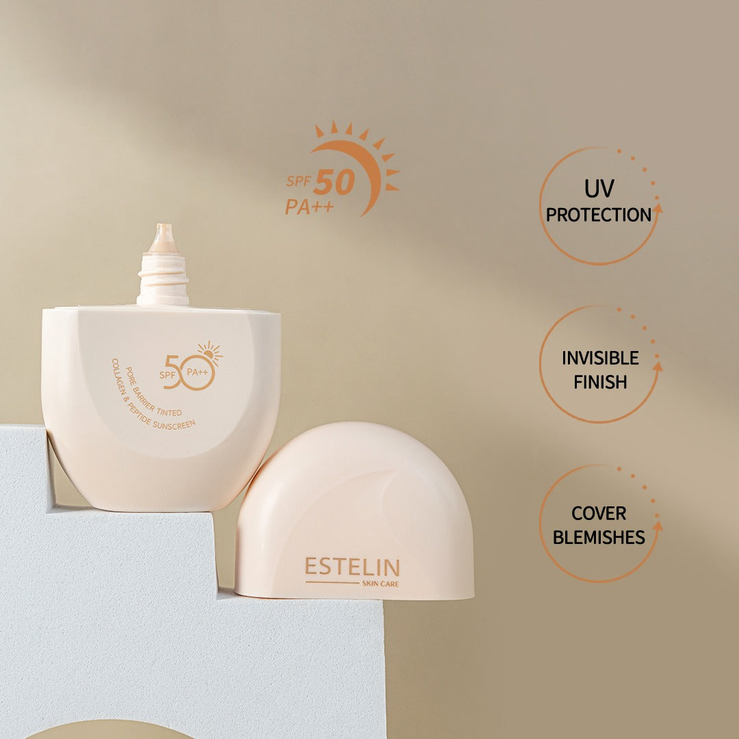 Estelin Pore Barrier Tinted Collagen & Peptide Sunscreen SPF 50PA++ - Dr Rashel Pakistan