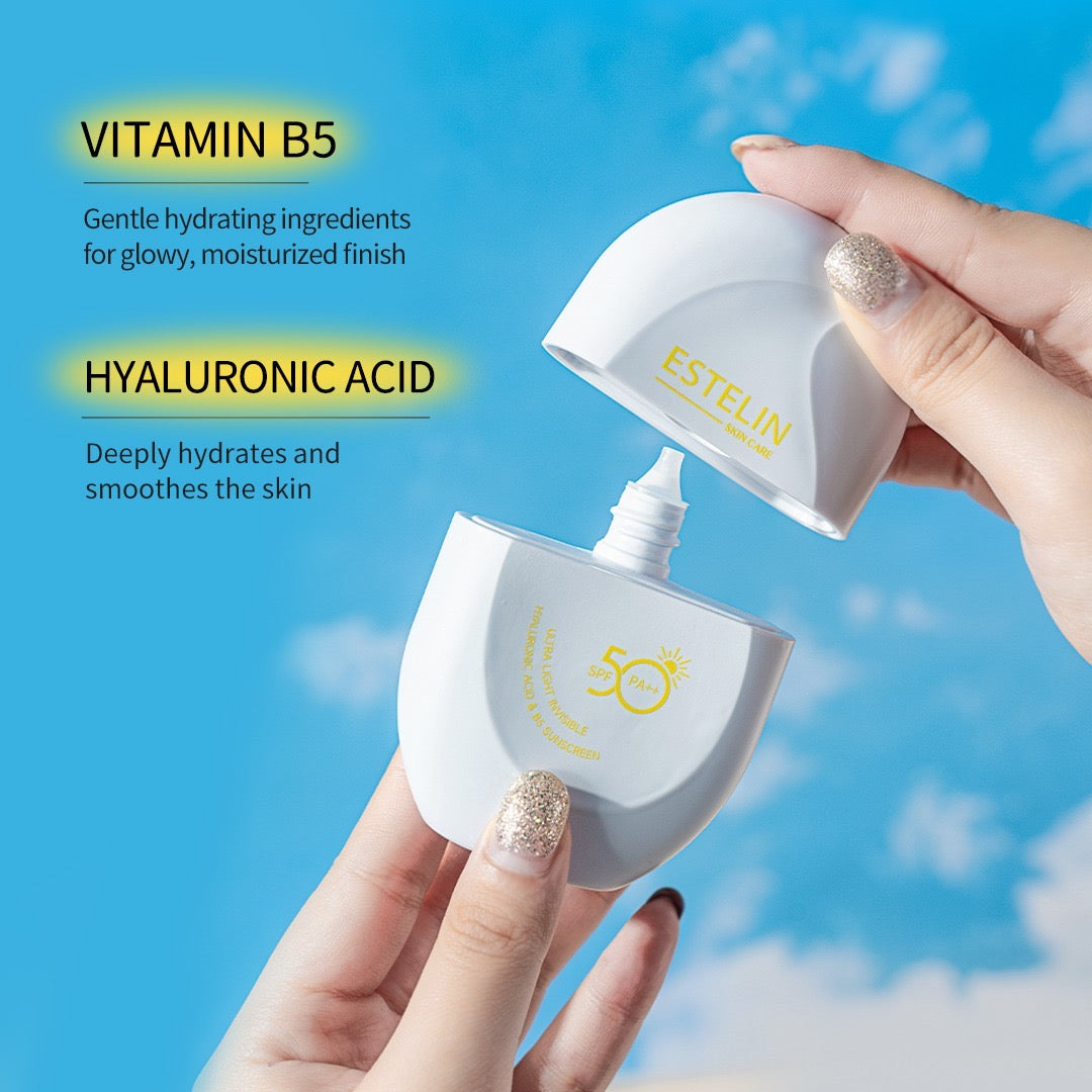 Estelin Ultra Light Invisible Hyaluronic Acid & B5 Sunscreen SPF 50PA++ - Dr Rashel Pakistan
