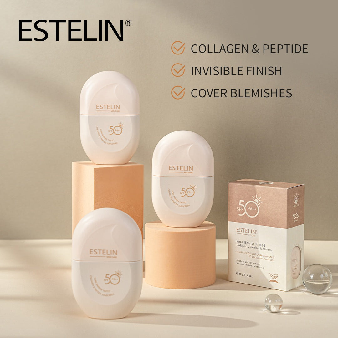 Estelin Pore Barrier Tinted Collagen & Peptide Sunscreen SPF 50PA++ - Dr Rashel Pakistan