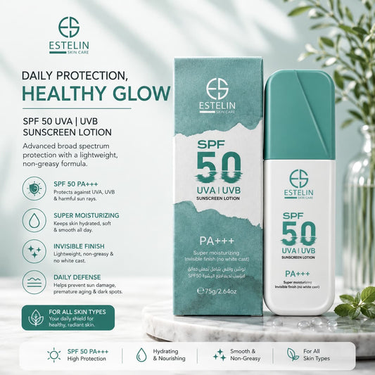 Estelin Super Moisturizing Invisible Finish UVA/UVB Sunscreen Lotion SPF 50 PA+++ | ES0173 - Dr Rashel Pakistan