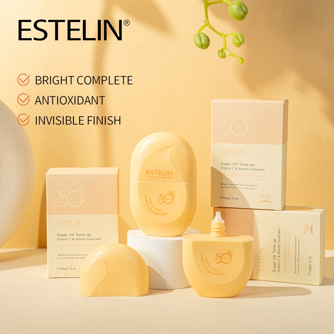 Estelin Super Tone Up Vitamin-C & Arbutin Sunscreen SPF 50PA++ - Dr Rashel Pakistan