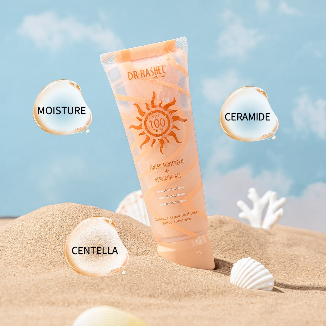 Dr Rashel Tinted Sunscreen + Repairing Gel SPF 100 PA+++ - Dr Rashel Pakistan