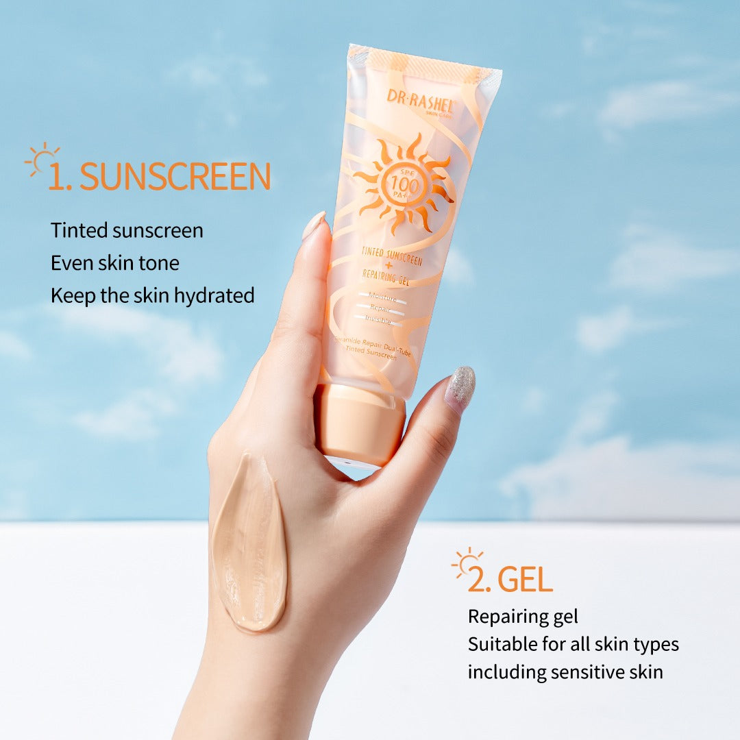 Dr Rashel Tinted Sunscreen + Repairing Gel SPF 100 PA+++ - Dr Rashel Pakistan