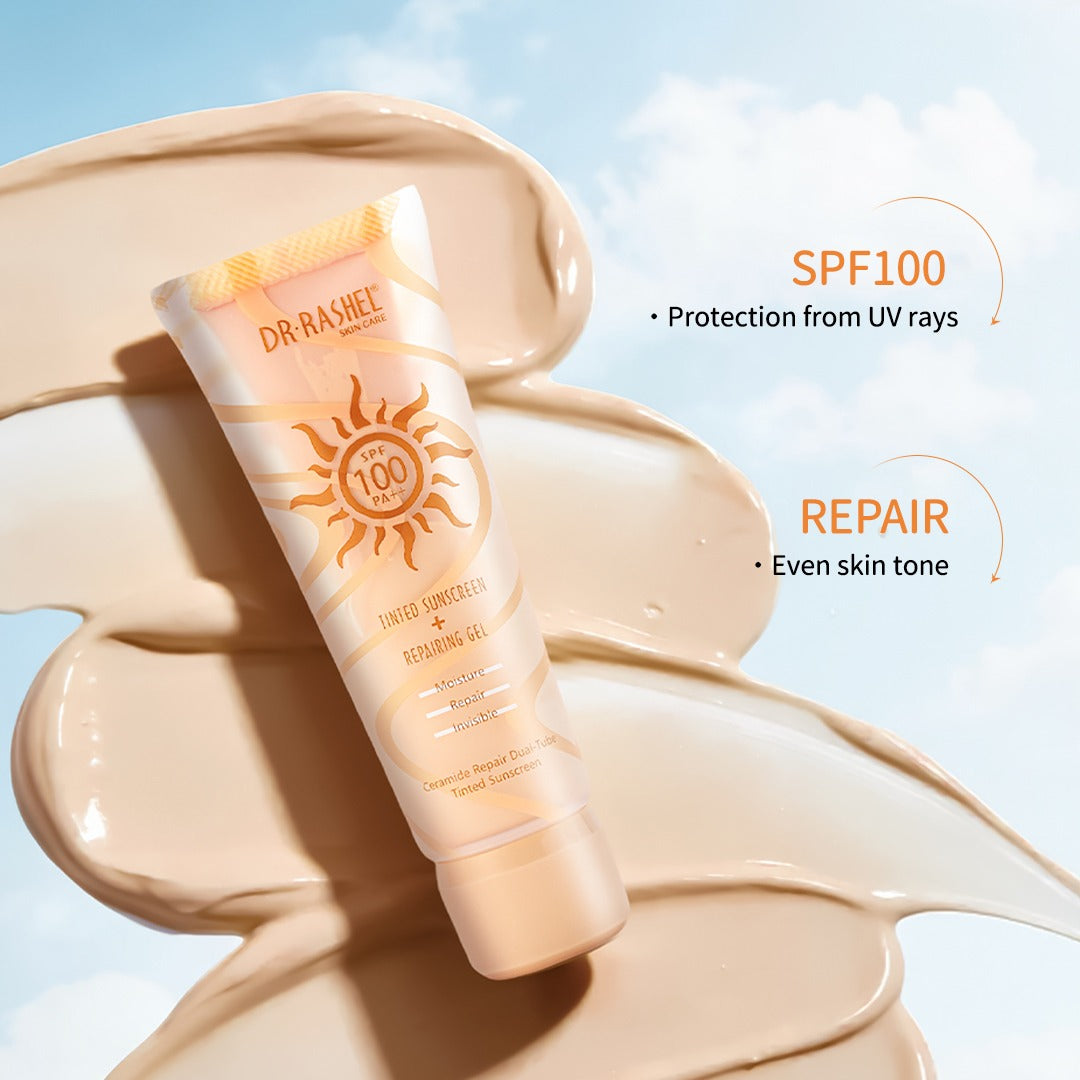 Dr Rashel Tinted Sunscreen + Repairing Gel SPF 100 PA+++ - Dr Rashel Pakistan